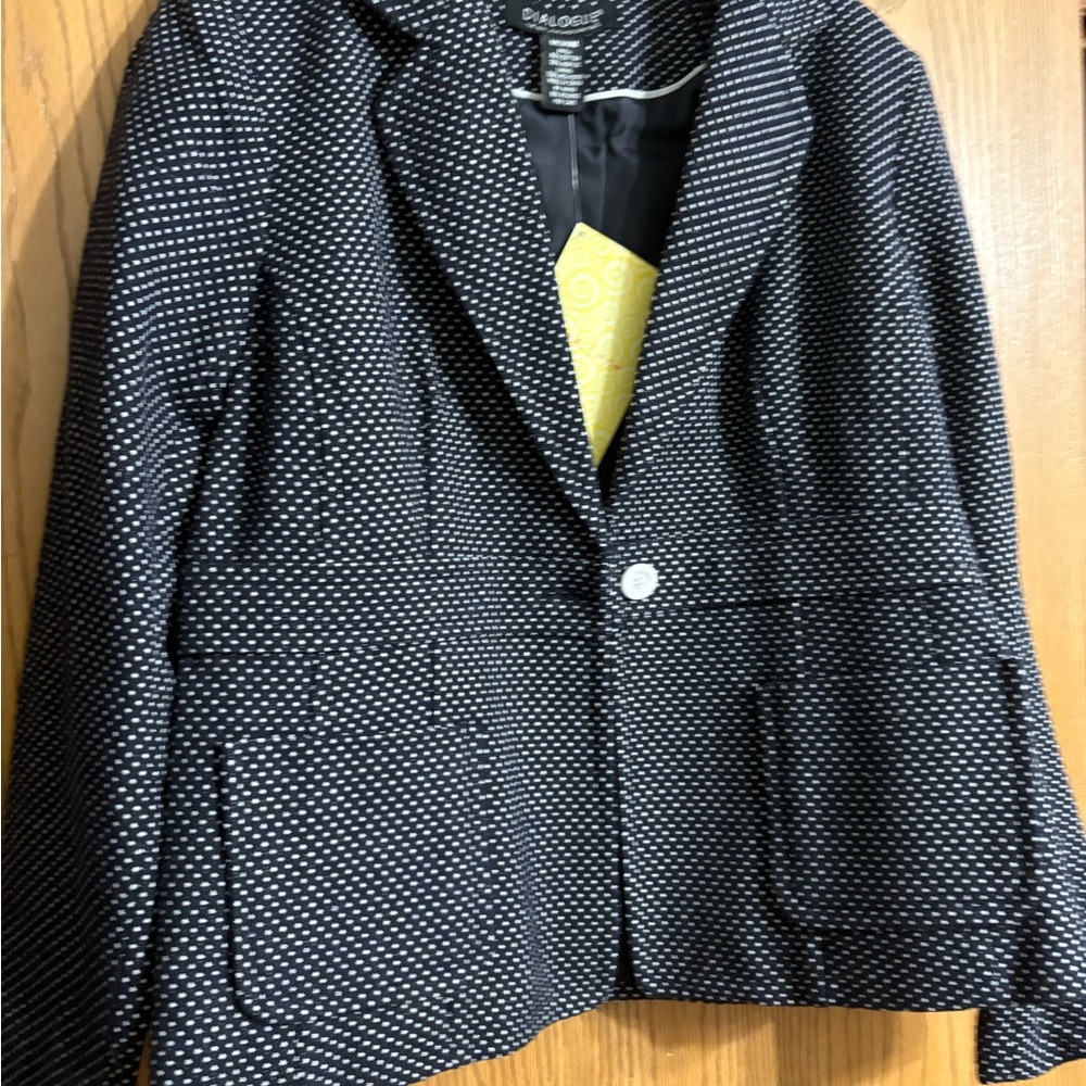 Dialogue Black and White Polka Dot Blazer